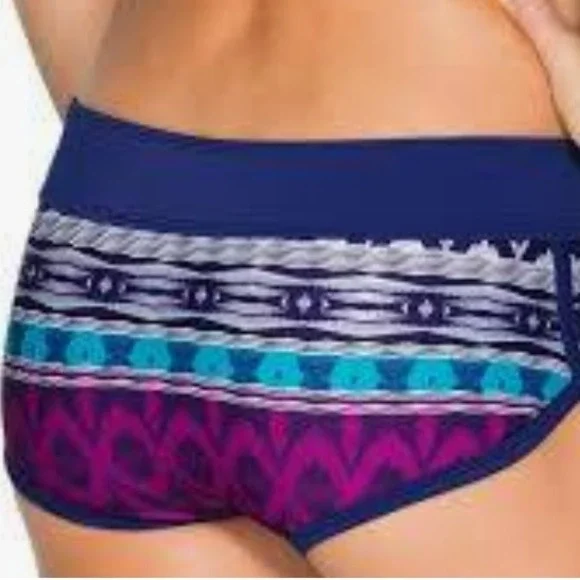 ATHLETA Women's Medium Blue Purple Belize Dolphin Swim Shorts Swim Bikini Bottom - Picture 2 of 9